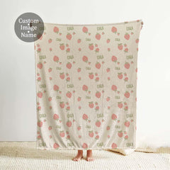 Strawberry Kids Blanket: Personalized Minky or Sherpa Blanket, Birthday Gift
