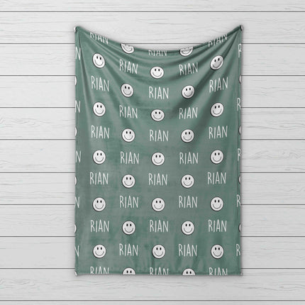 Personalized Happy Face Minky Blanket: Custom Baby or Kids Gift