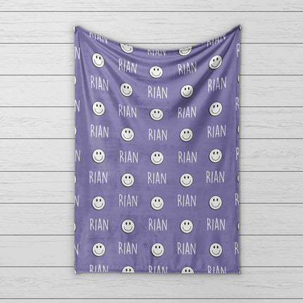Personalized Happy Face Minky Blanket: Custom Baby or Kids Gift