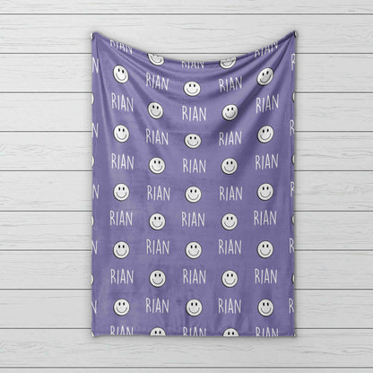 Personalized Happy Face Minky Blanket: Custom Baby or Kids Gift