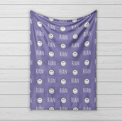 Vintage Happy Face smile Design Personalize blanket, Minky or Sherpa custom blanket, Baby blanket, Kids Blanket, birthday gift idea