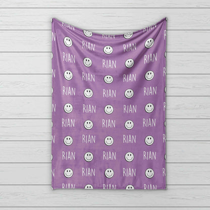 Personalized Happy Face Minky Blanket: Custom Baby or Kids Gift