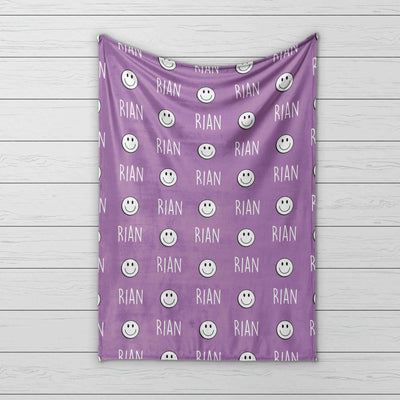 Vintage Happy Face smile Design Personalize blanket, Minky or Sherpa custom blanket, Baby blanket, Kids Blanket, birthday gift idea