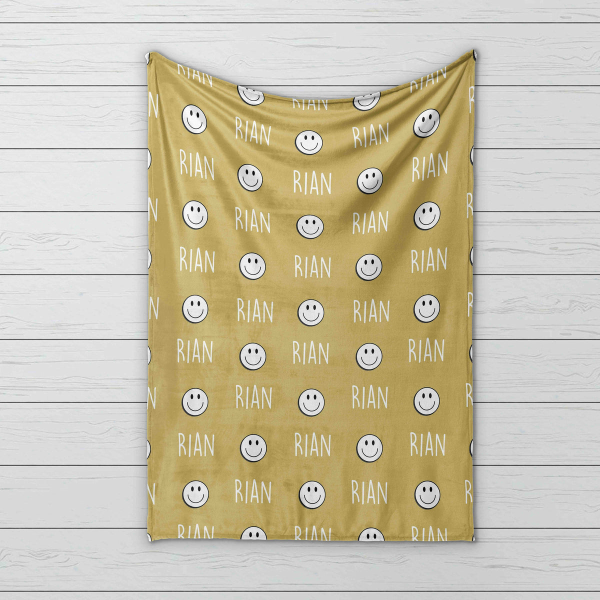 Personalized Happy Face Minky Blanket: Custom Baby or Kids Gift