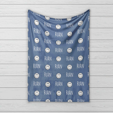 Personalized Happy Face Minky Blanket: Custom Baby or Kids Gift