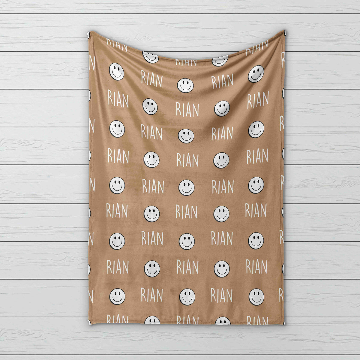 Personalized Happy Face Minky Blanket: Custom Baby or Kids Gift