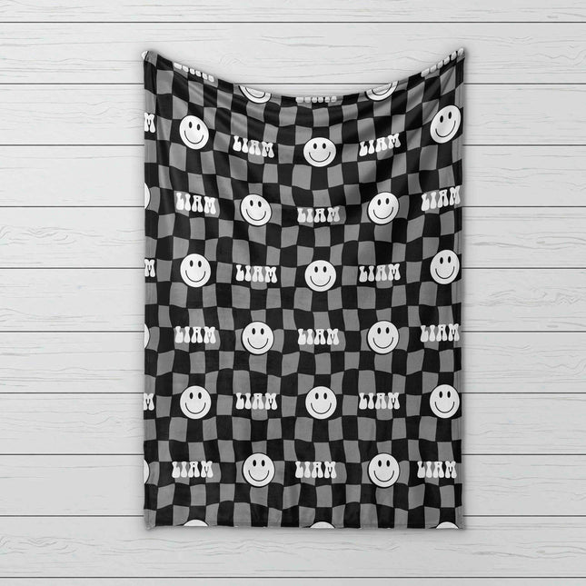 Personalized Happy Face Blanket: Vintage Smile Minky or Sherpa