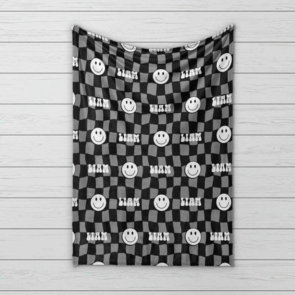 Personalized Happy Face Blanket: Minky or Sherpa Custom Blanket
