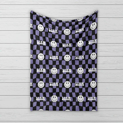 Personalized Happy Face Blanket: Vintage Smile Minky or Sherpa