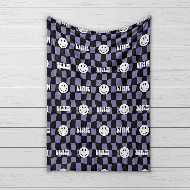 Personalized Happy Face Blanket: Minky or Sherpa Custom Blanket
