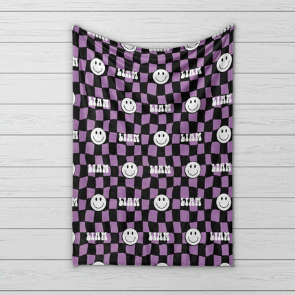 Personalized Happy Face Blanket: Vintage Smile Minky or Sherpa