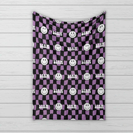 Personalized Happy Face Blanket: Minky or Sherpa Custom Blanket