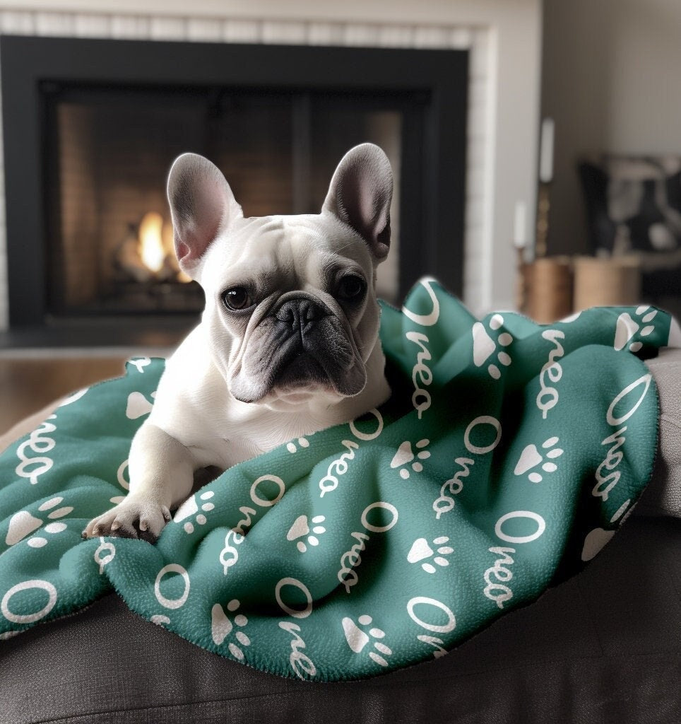 Personalized Dog Blanket, Plush Minky Fleece, Custom Name Gift