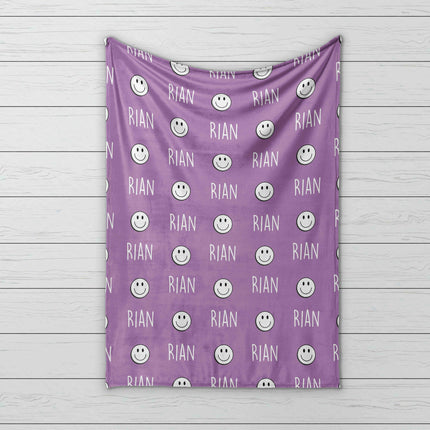 Retro Smile Face Personalized Blanket: Minky or Sherpa, Custom Kids Blanket