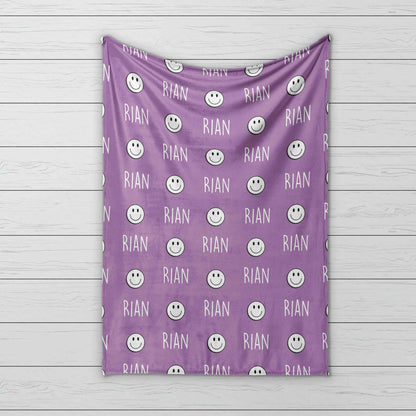 Retro Smile Face Personalized Blanket: Minky or Sherpa, Custom Kids Blanket