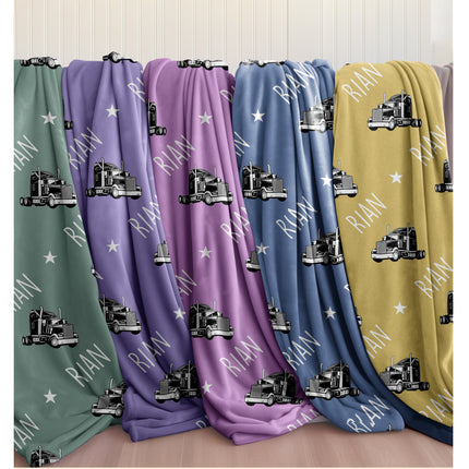 Personalized Truck Blanket: Plush Minky or Sherpa Fleece