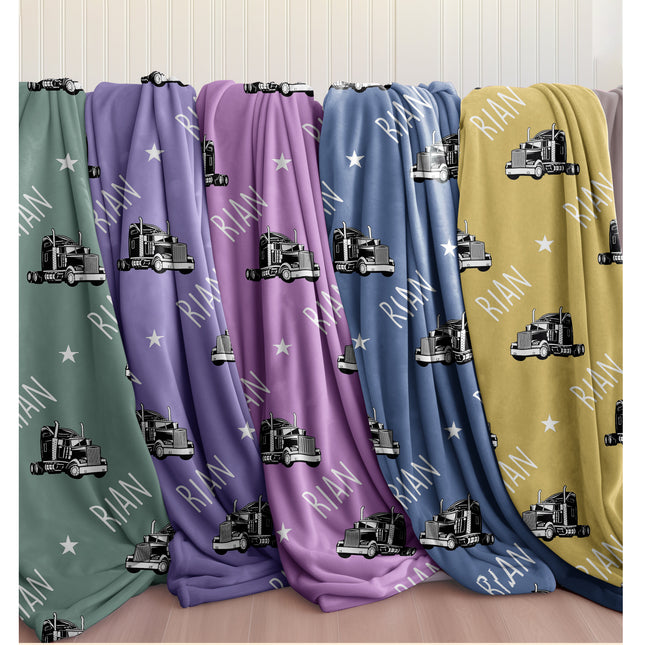 Personalized Truck Blanket: Plush Minky or Sherpa Fleece