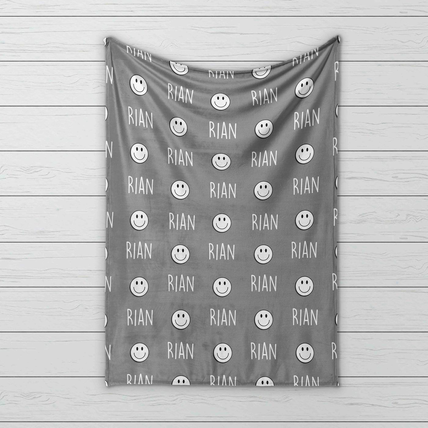 Vintage Happy Face smile Design Personalize blanket, Minky or Sherpa custom blanket, Baby blanket, Kids Blanket, birthday gift idea