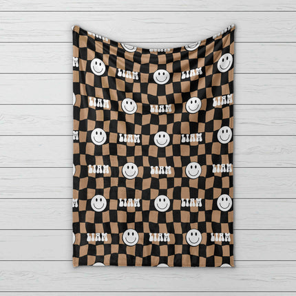 Personalized Happy Face Blanket: Minky or Sherpa Custom Blanket