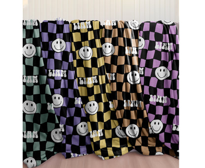 Personalized Happy Face Blanket: Vintage Smile Minky or Sherpa