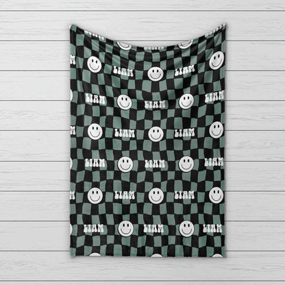 Personalized Happy Face Blanket: Vintage Smile Minky or Sherpa