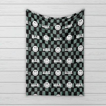 Personalized Happy Face Blanket: Minky or Sherpa Custom Blanket