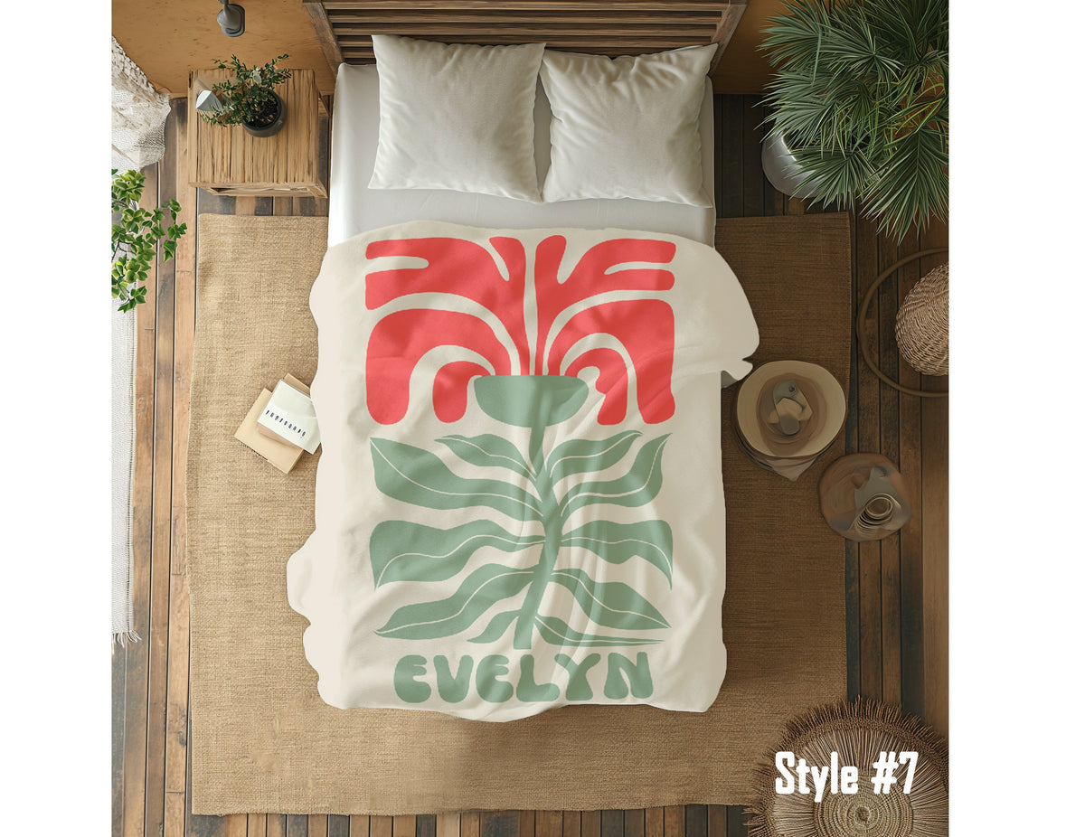 Personalized Retro Flower Blanket: Custom Minky or Sherpa Throw