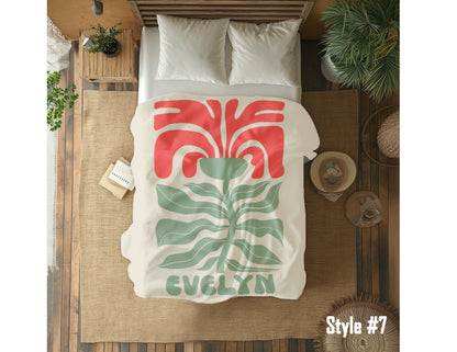 Personalized Retro Flower Blanket: Custom Minky or Sherpa Throw