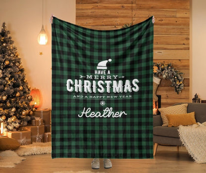 Personalized Christmas Blanket: Plush Minky or Sherpa, Custom Name Gift
