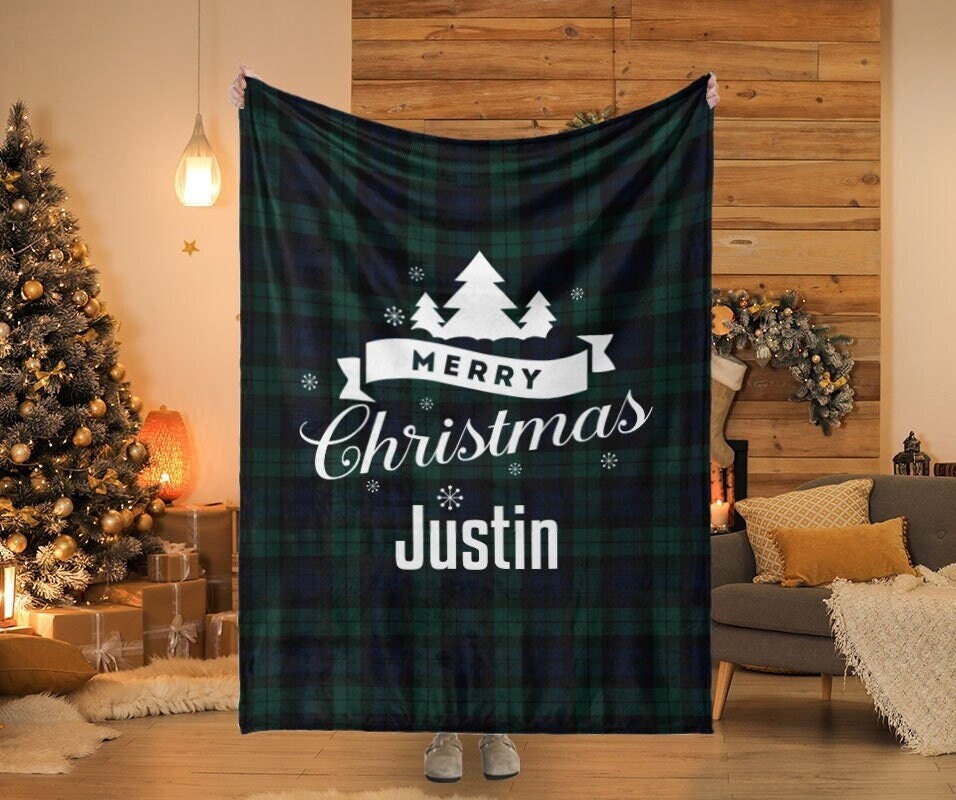 Personalized Christmas Blanket: Plush Minky or Sherpa, Custom Name Gift
