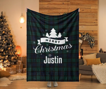 Personalized Christmas Blanket: Plush Minky or Sherpa, Custom Name Gift