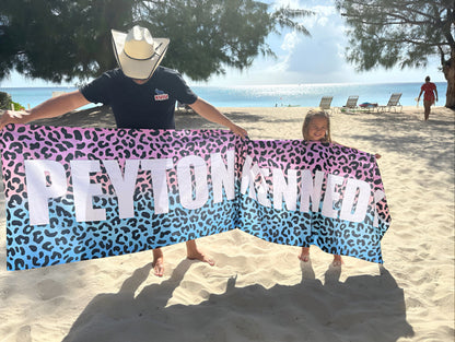 New Animal Print Style Personalized Beach Towel Personalized Name Bath Towel Custom Pool Towel Beach Towel With Name Outside Birthday Gift