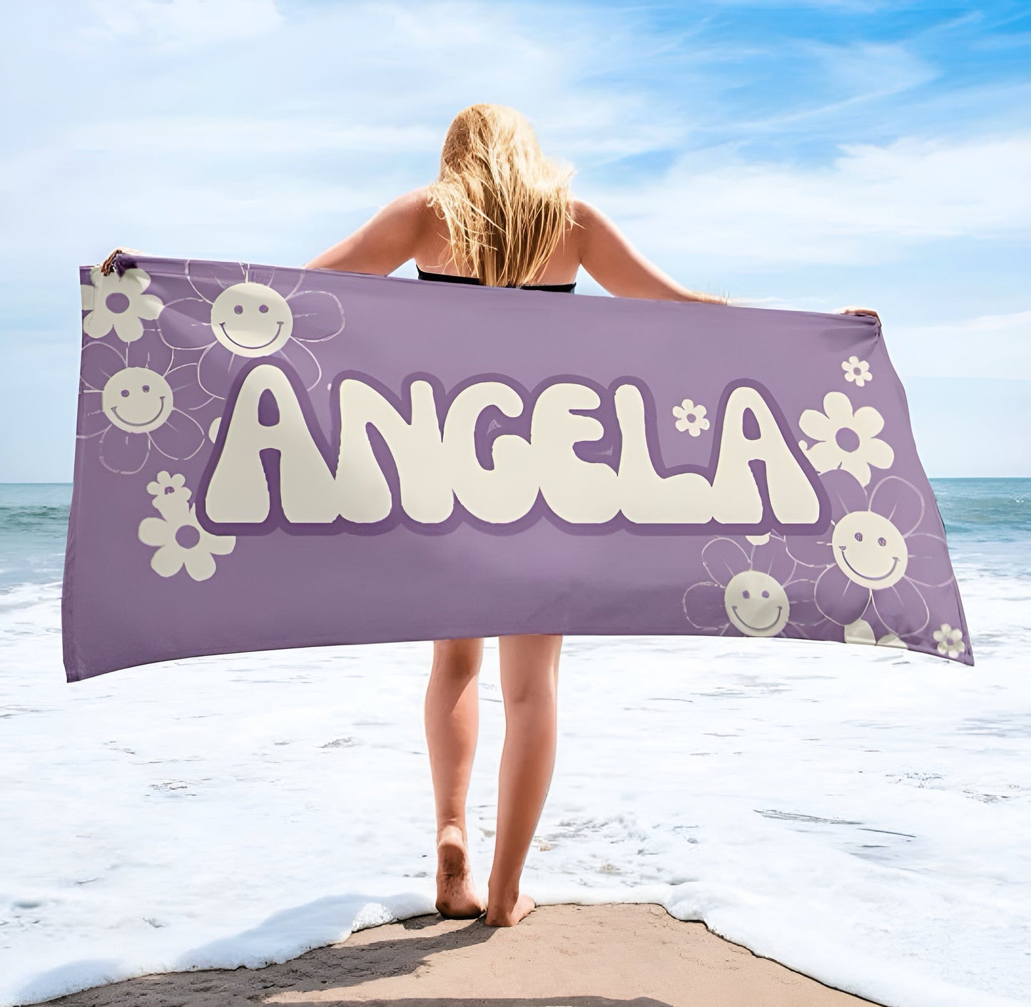 NEW Groovy Designs Personalized Beach Towel Personalized Name Bath Towel Custom Pool Towel Beach Towel  Outside Birthday Vacation Gift