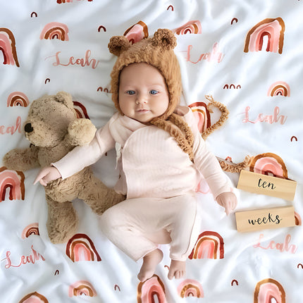 Rainbow Name Personalized Minky Blanket: Plush Fleece Gift