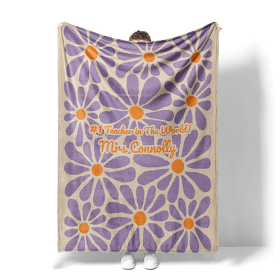 Personalized FLOWER Pattern in vintage rustic style blanket with Name, Custom blanket gift, Birthday Anniversary Gift