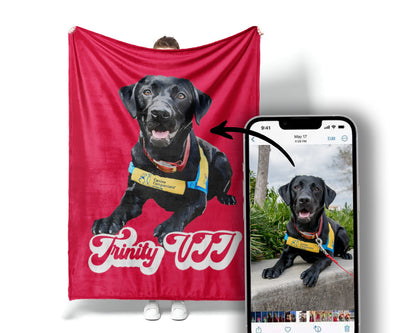 Custom Pet Portrait Blanket: Personalized Dog or Cat Photo Gift