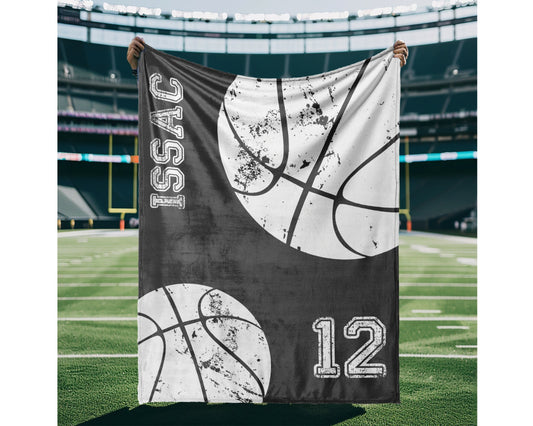 Personalized Sports Blanket: Custom Name Minky Fleece Gift