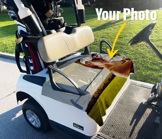 Custom Photo Golf Cart Seat Cover, Personalized Monogram Design
