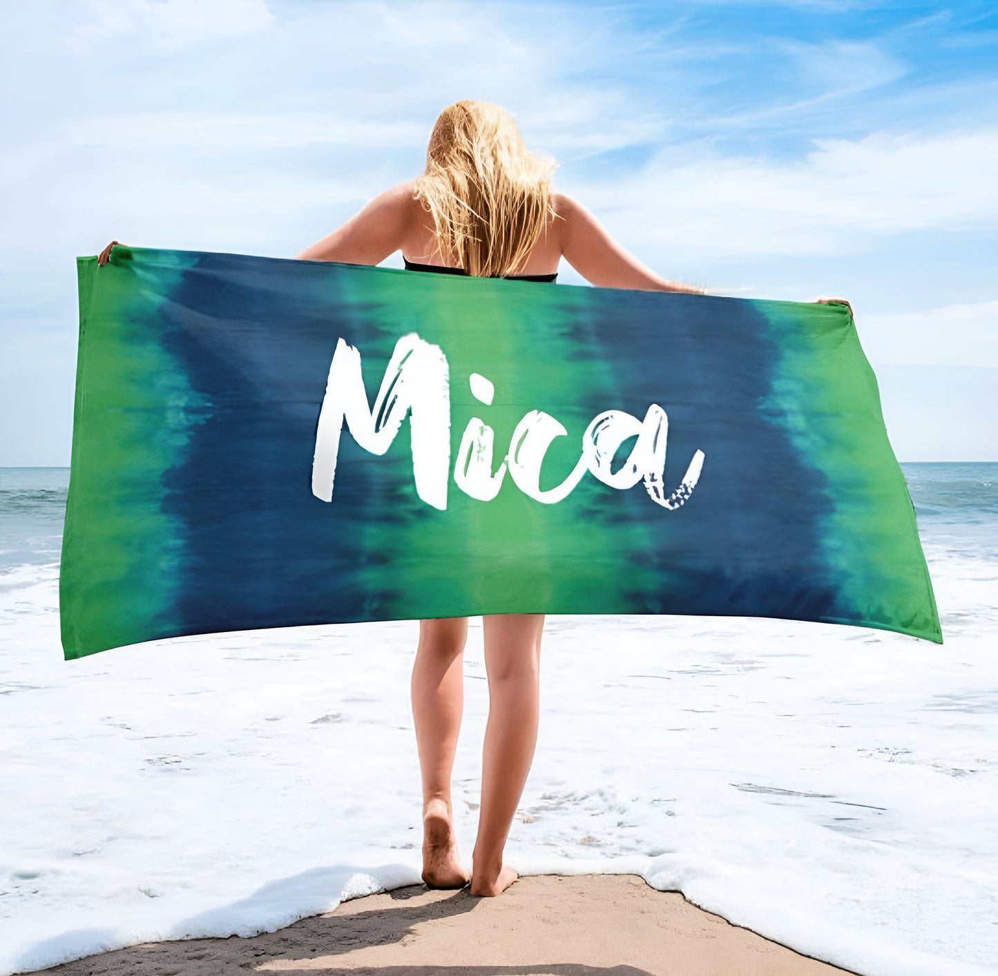 Multi-Color Tie Dye Style Personalized Beach Towel Personalized Name Bath Towel Custom Pool Towel Beach Towel With Name Outside Birthday
