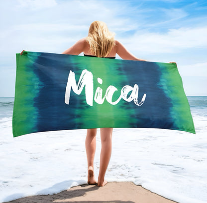 Multi-Color Tie Dye Style Personalized Beach Towel Personalized Name Bath Towel Custom Pool Towel Beach Towel With Name Outside Birthday