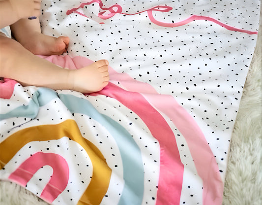 Personalized Rainbow Baby Blanket: Plush Minky or Sherpa, Custom Name