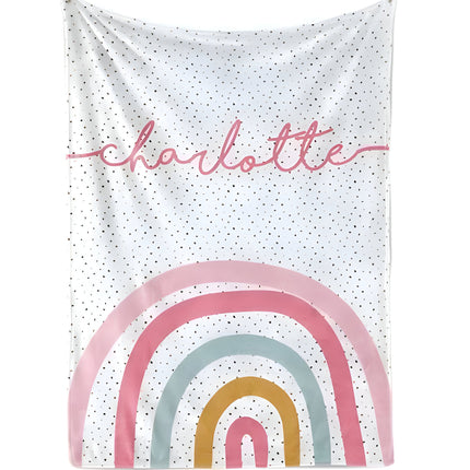 Personalized Rainbow Baby Blanket: Plush Minky or Sherpa, Custom Name