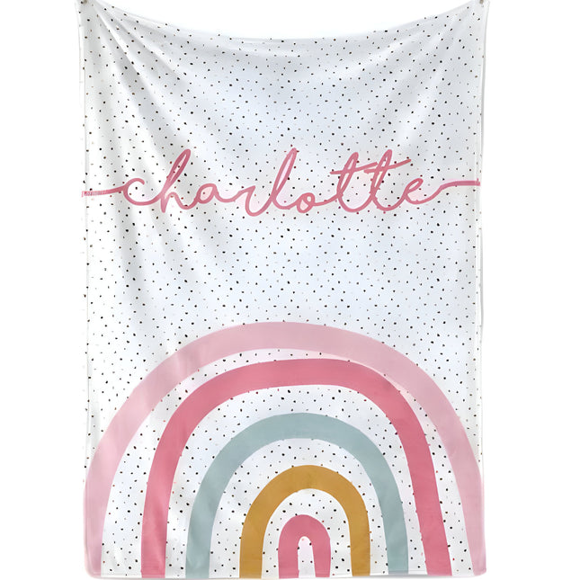 Personalized Rainbow Baby Blanket: Plush Minky or Sherpa, Custom Name