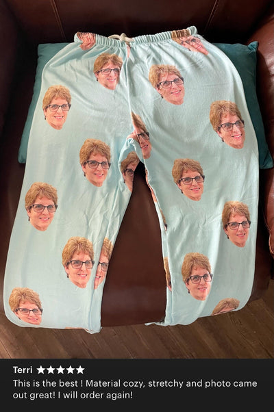 Custom Human Face Design with Heart Pajama pants Using Face Photo - CustomCooper