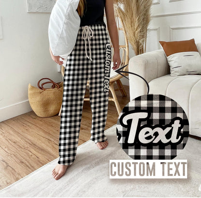 Personalized Christmas Plaid Pajama Pants: Red Green Checker, Groovy Style