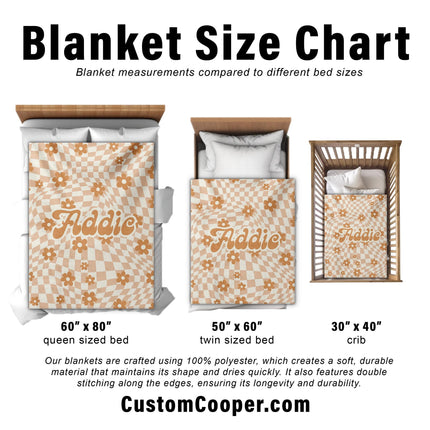 Personalized Daisy Checker Blanket: Custom Name Minky or Sherpa