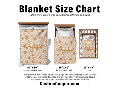 Personalized Daisy Checker Blanket: Vintage Style Custom Name Gift