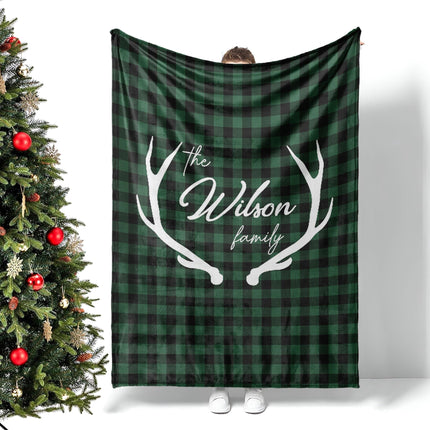 Personalized Christmas Blanket: Winter Plaid Family Name Gift
