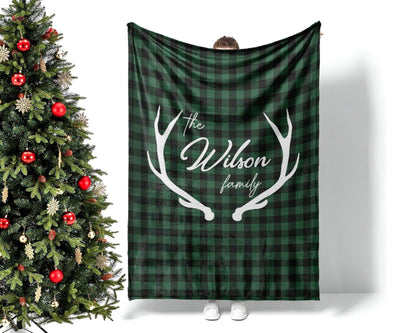 Personalized Christmas Blanket: Winter Plaid Family Name Gift
