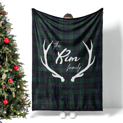 Personalized Christmas Blanket: Winter Plaid Family Name Gift